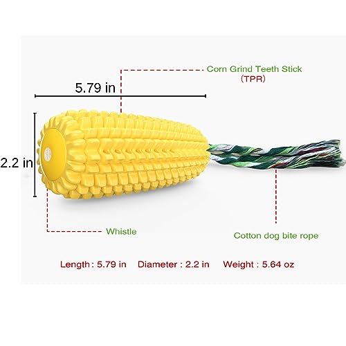 Dog Chew Toys for Aggressive Chewers,Corn Interactive Squeaky Dog Toys for Puppy Medium Breed,Tough Rubber Dental Chew Dog Toys