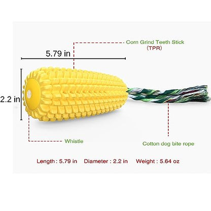Dog Chew Toys for Aggressive Chewers,Corn Interactive Squeaky Dog Toys for Puppy Medium Breed,Tough Rubber Dental Chew Dog Toys