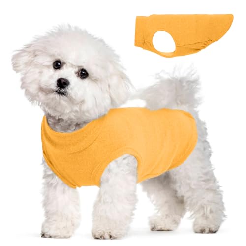Dog Fleece Vest - Yellow, S - Warm and Stretchable Sweatshirt | Sleeveless Lightweight Sweater, Pullover Design for Small Dogs, Chihuahua Clothes, Papillon, Pomeranian - color: Yellow, size: Small