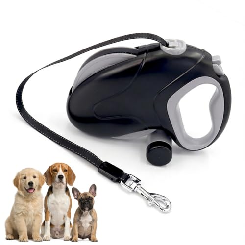 33ft Retractable Dog Leash, One-Button Control with Reflective Strips, 360° Anti Winding Non Slip Handle Lead, Long Leash Retractable with Waste Bag Dispenser for Medium Large Dog