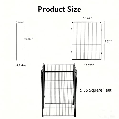 Simple Deluxe Dog Playpen Outdoor Indoor, 40 Inch 4 Panels Dog Fence for Small Dogs Puppy, Perfect Dog Pen for Camping, Yard, RV, Garden Fence, Black - size: 40 Inch 4 Panels