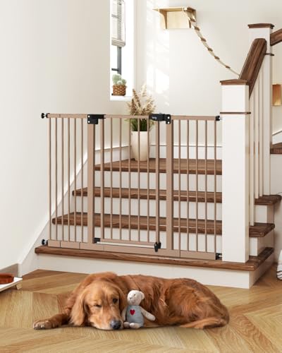 keny Extra Wide Baby Gate - 29" to 47.3" Auto Close Safety Gate, Pressure Mounted, No Drilling, Brown - color: Brown, size: 29-47.3"Wide, 30"Tall