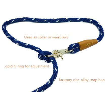 7FT Hands Free Dog Leash, Waist Dog Leash for Walking Running - color: Navy blue/ white