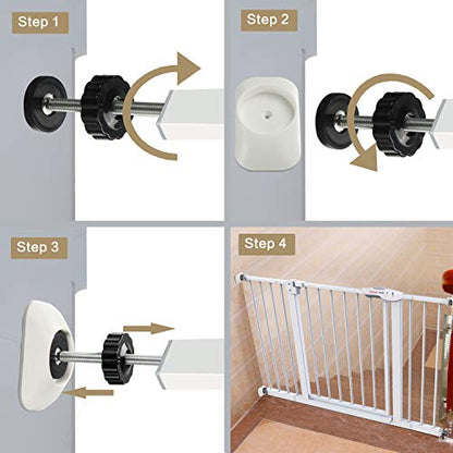 Vmaisi Baby Gate Wall Cup Protector Make Pressure Mounted Safety Gates More Stable - Wall Damage-Free - Fit for Doorway, Door Frame, Baseboard - Work on Dog & Pet Gates (White) - size: 4 Pack