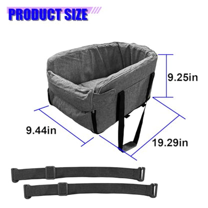 Small Dog Car Center Console Seat, Soft Portable Pet Booster Seat with Safety Tethers, Leash & Storage Pocket, Anti-Collapse Car Armrest Puppy Travel Bed for Cars, SUVs, Trucks (Darkgray) - color: DarkGray
