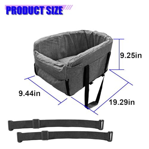 Small Dog Car Center Console Seat, Soft Portable Pet Booster Seat with Safety Tethers, Leash & Storage Pocket, Anti-Collapse Car Armrest Puppy Travel Bed for Cars, SUVs, Trucks (Darkgray) - color: DarkGray