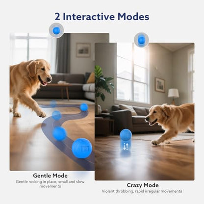 AIPERRO Interactive Dog Toys Ball, Smart Action Activated Rechargeable Pet Toy, TPU Material, IPX7 Waterproof Rating, Automatic Rotating/Bouncing/Moving, Suitable for Small/Medium Dogs-Blue - color: Blue