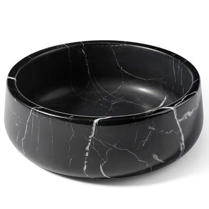 Karibiber Black Marble Dog Bowl, 3.5lbs Non Slip,Non Spill Heavy Dogs Food Bowl, Large Dog Dish, Weighted Food and Water Bowls for Medium Dogs, Natural Stone Pet Bowl, Easy to Clean, Holds 4.5 Cups - color: Black, size: S