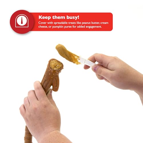 Chew King by Mammoth Up North Bacon-Flavored Nylon Chew Stick Bone, Textured Bacon Flavored Toy, Antler Shaped Pet Toy for Chewing, 9.6" Long - size: Medium, style: Stick (1 Pack)
