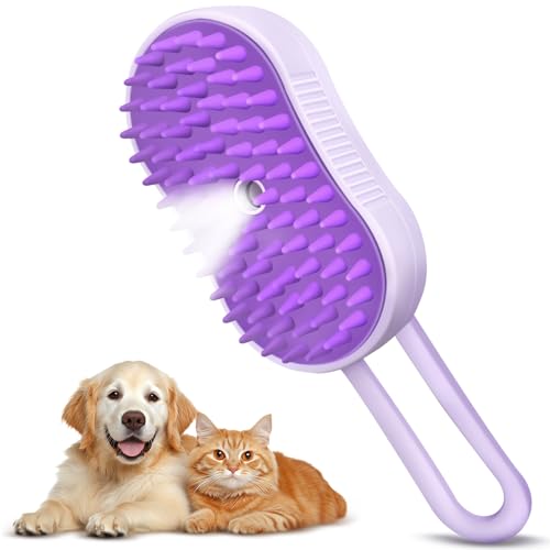 Pet Steam Brush for Shedding, 4-in-1 Cat Brush with 360° Rotating Arm for Short and Long Hair Cats and Dogs Grooming Supplies