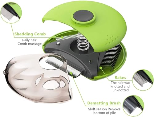Pet Republique Deshedding + Dematter + Pin Brush 3 in 1 Grooming Brush Tool for Small Dogs & Cats