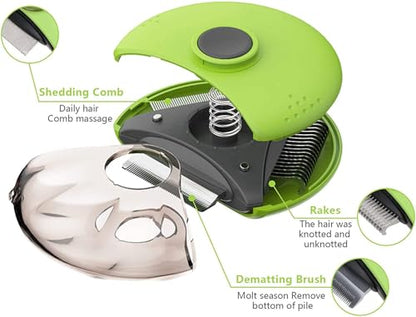 Pet Republique Deshedding + Dematter + Pin Brush 3 in 1 Grooming Brush Tool for Small Dogs & Cats
