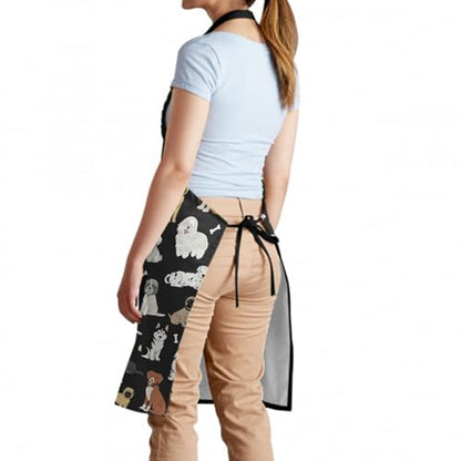Sweetshow Cute Dog Apron with 2 Pockets and Adjustable Neck Waterproof Kitchen Cooking Dog Grooming Aprons for Women Men - color: Dog 2