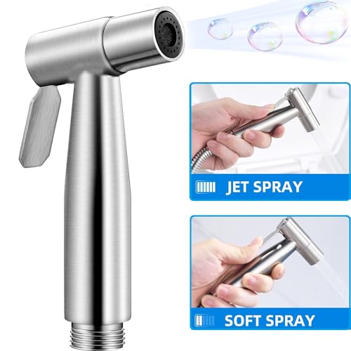 Handheld Bidet Sprayer for Toilet,Bathroom Spray with G1/2,Brushed Nickel | Suitable for Toilet,personal hygiene cleaning, bathroom cleaning, pet bathing, mop cleaning, etc. - color: Silver