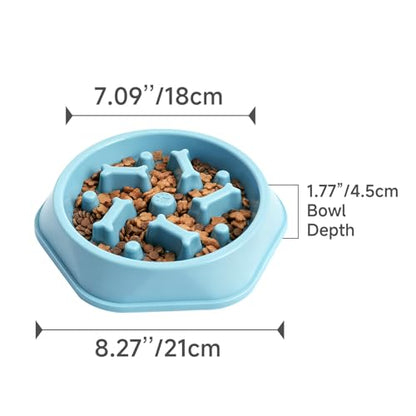 Slow Feeder Dog Bowls Anti Gulping Reduces Gastric Burden Prevents Bloat and Digestive Issues Safe Durable Material Easy to Clean Puppy Slow Feeder Bowl for Healthy Eating Excess Energy Management - color: Blue