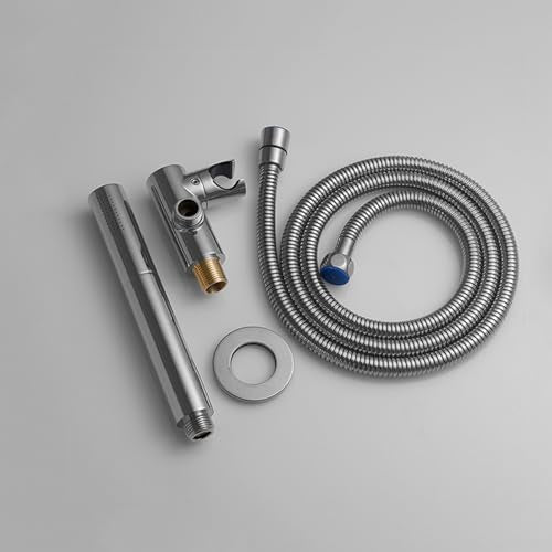 Chrome Handheld Shower Head Brass 2 Function High Pressure Hand Shower Wand 7 Inch High Flow Hand Held Shower Head Sprayer with 59 Inch Hose and Bracket - color: Chrome