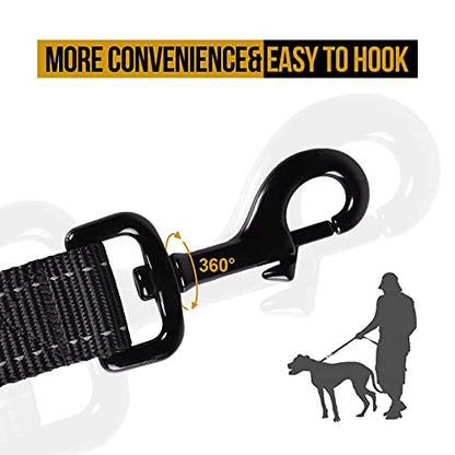 OneTigris Handled No-Pull Dog Walking Leash Long Traffic Leads for Medium to Large Dogs (Black, 4FT) - color: Black, size: 4FT