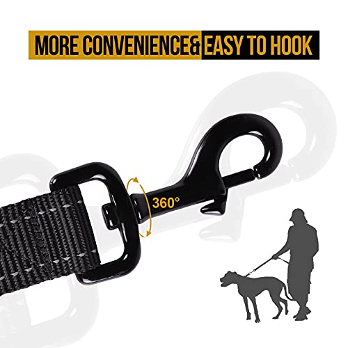 OneTigris Handled No-Pull Dog Walking Leash Long Traffic Leads for Medium to Large Dogs (Black, 6FT) - color: Black, size: 6FT