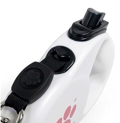 Chew Proof Retractable Dog Leash for Large Dogs, 16ft Heavy Duty Dog Lead with Anti-Chewing Steel Wire Rope, Tangle-Free 360° Swivel, One-Hand Brake & Lock,White L - color: White, size: Large