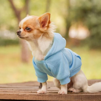 Idepet Pet Dog Hoodies Dog Clothes for Small Dogs Vest Chihuahua Clothes Warm Coat Jacket Autumn Puppy Outfits Cats Dogs Clothing(M,Light Blue) - color: Light Blue, size: Medium