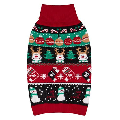 cyeollo Dog Christmas Sweater, Turtleneck Knitted Sweaters with Leash Hole Soft Pullover Clothes, Warm Dog Outfit Xmas Clothes for Small Dog & Cat, S - color: Christmas Reindeer, size: Small