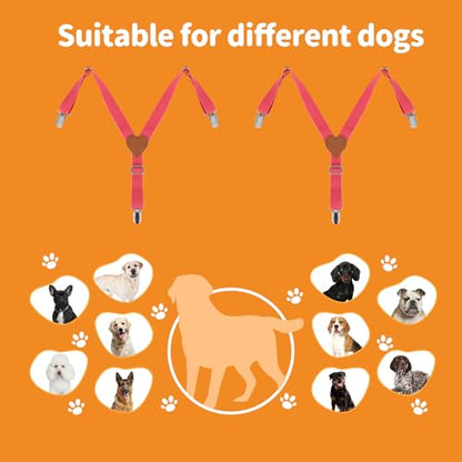 2Pcs Premium Dog Suspenders for Diapers, Belly Bands, Dog Apparel, Adjustable Elastic, Size avaiable for Small Medium and Large Dogs (Watermelon Pink S) - size: Small (Back length 6.1"-11")