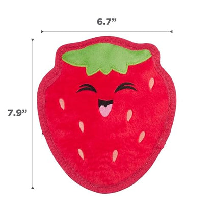 Outward Hound Tough Skinz Durable Squeaky Dog Toy with Two Tough Layers, Strawberry, Red, Medium - color: Strawberry, size: Medium