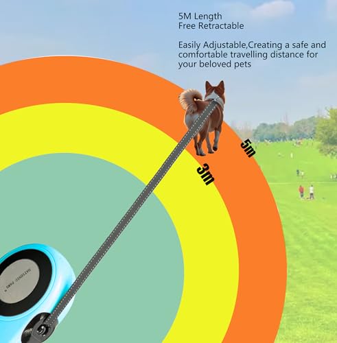 XL 16FT Retractable Dog Leash for Large Dog up to 120 lbs, Chew Proof Steel Wire Extender, One-Hand Brake & Lock, Tangle-Free Heavy Duty Walking Leash XL Blue - color: Blue