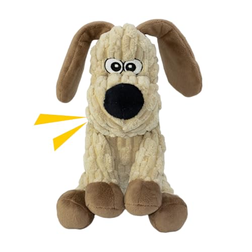 Squeaky Stuffed Dog Toys，Plush Dog Shape Toy， Indoor&Outdoor Playing Dog Toys to Keep Them Busy, Chew Toys for Large Medium Small Puppies - color: Khaki