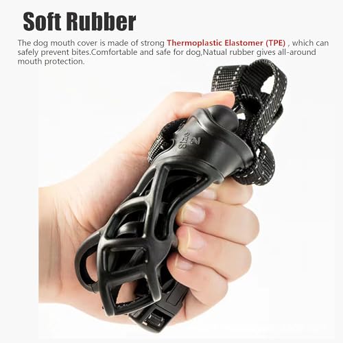 Soft Basket Rubber Dog Muzzle,Dog can Pant and Drink,Breathable Adjustable Muzzle to Prevent Biting and Chewing,Humane Cage Mouth Cover,Perfect for Grooming and Training Aggressive Dog (Black,0#XXS) - size: XXS