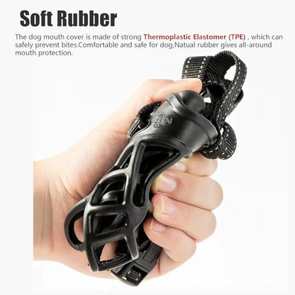 Soft Basket Rubber Dog Muzzle,Dog can Pant and Drink,Breathable Adjustable Muzzle to Prevent Biting and Chewing,Humane Cage Mouth Cover,Perfect for Grooming and Training Aggressive Dog (Black, 4#L) - size: L