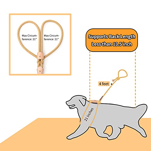 Mile High Life Harness Lead No Pull, All in one Dog Lead 2-in-1, Rope Leash and Harness Two in One, Slip Leash for Puppy Small Dogs Training, 4FT Yellow - color: 4 feet-Yellow
