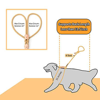 Mile High Life Harness Lead No Pull, All in one Dog Lead 2-in-1, Rope Leash and Harness Two in One, Slip Leash for Puppy Small Dogs Training, 4FT Yellow - color: 4 feet-Yellow