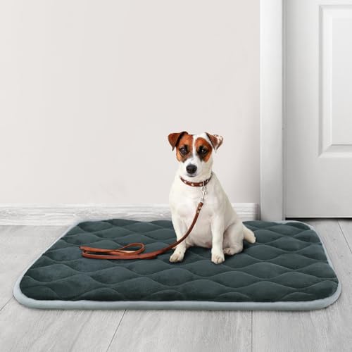 furrybaby Dog Bed Mat Flat Crate Mat with Anti-Slip Bottom Machine Washable Pet Kennel Pad for Dog Sleeping (XL 48x30'', Grey Mat) - size: 48.0"L x 30.0"W x 0.7"Th
