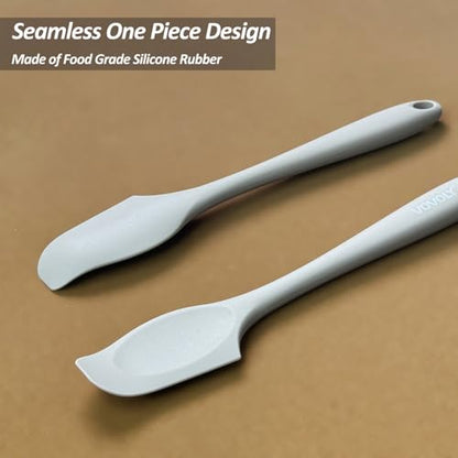 Silicone Mini Spatulas, Curved Small Spatula with Shallow Bowl for Kitchen, Seamless Jar Scraper for Cooking Baking, Wet Pet Food Spatula, 8.2 IN, 4 Pack, Khaki - color: Khaki