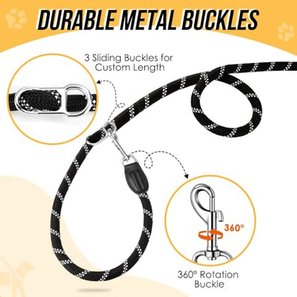 Lukovee Hands Free Dog Leash, 10FT Adjustable Training Lead 1/2 Inch Nylon Heavy Duty Lead No Pull for Large Medium Dogs, Tangle Free Reflective Waist-Leash for Walking Running, Black - color: Black