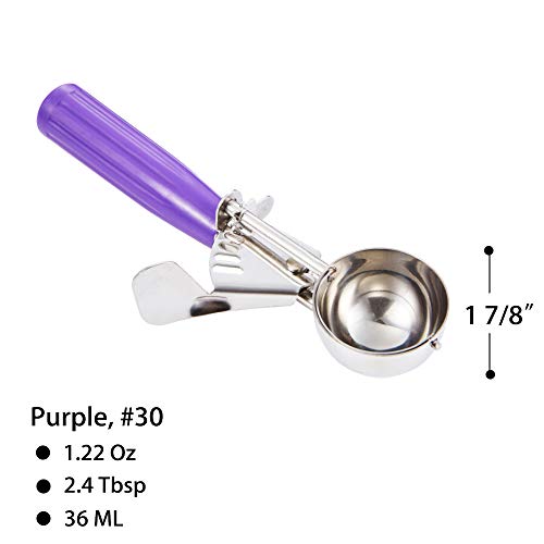Cookie Scoop - #30 (1.22 oz) - Disher, Portion Scoop, Food Scoop - Portion Control - 18/8 Stainless Steel, Purple Handle - size: #30/ 1.22 oz