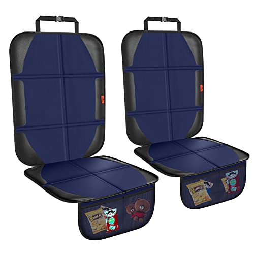 XHYANG Car Seat Protector,2 Pack Automotive Seat Protectors Baby Carseat Pad Waterproof & Durable 600D Fabric for Child Baby Car Seat Mat Vehicle Pet Cover 2 Storage Pockets (Blue) - color: 2 Pack Blue