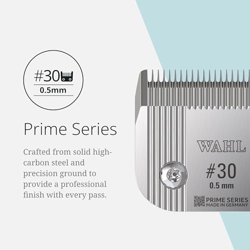 Wahl Pro Animal Prime Series Blades - Professional Fine Tooth Pet Clipper for Horse, Cat & Dog Grooming - Made from High-Carbon Steel - #30, 0.5mm - size: #30