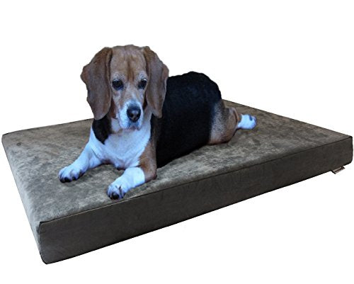 Dogbed4less Orthopedic Gel Infused Memory Foam Dog Bed with Washable Suede Gray Cover and Waterproof Internal Liner, Medium Large - color: Microsuede in Gray, size: Large 37" Length X 27" Width