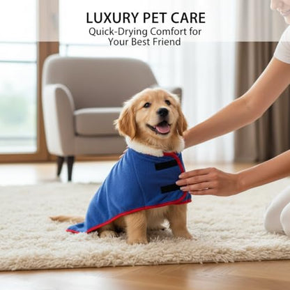 Dog Bathrobe Super Absorbent Quick Dry Microfiber Pet Drying Towel Adjustable Straps XS-XL (Blue,XS (8.8-16.5 lbs)) - color: Blue, size: XS (8.8-16.5 lbs)