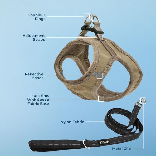 Best Pet Supplies Voyager Step-in Plush Dog Harness - Soft, Step in Vest Harness and Reflective Dog 5 ft Leash Combo with Neoprene Handle for Small and Medium Dogs, Latte Suede, XS - color: Harness Leash Set (Latte Suede), size: XS (Chest: 13 - 14.5")