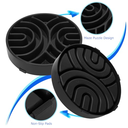 WHIPPY Slow Feeder Maze Dog Bowl - Anti-Choking, Anti-Slip Interactive Puzzle Feeder for Large Dogs, Black - color: black