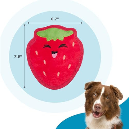 Outward Hound Tough Skinz Durable Squeaky Dog Toy with Two Tough Layers, Strawberry, Red, Medium - color: Strawberry, size: Medium