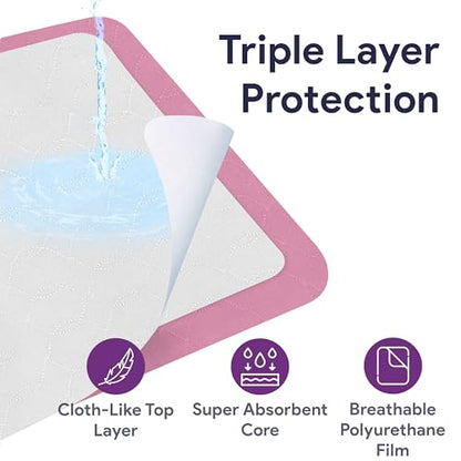 Incontinence Bed Pads Washable - Reusable Waterproof Bed Pads - Soft and Leak Proof Chucks - Moderate Absorbent Pee Pads for Adults - Withstands Extensive Washing - 24" x 36" - 1 Pack - size: 24" x 36" (1 Pack)