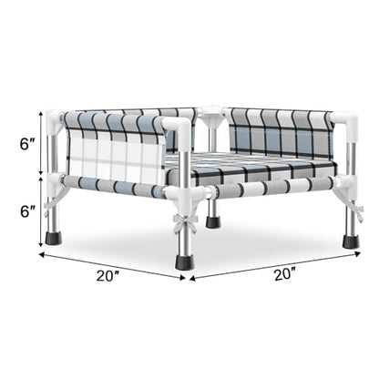 Elevated Raised Outdoor Dog Bed - Cooling Washable Dog Cot with Guardrail, Durable & Breathable Cotton Mesh Pet Hammock Beds with Stainless Steel Pipe Frame for Small Pets (Cushion-S) - size: Cushion-S