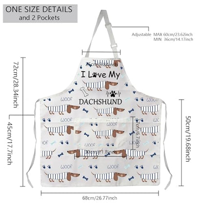MBMSO Dachshund Apron Dog Apron with Pockets Dachshund Lovers Gift for Grooming Apron for Dog Groomer Dachshund Cooking Apron