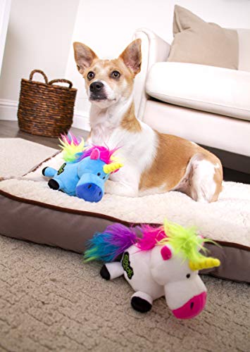 goDog (2 Count) Magical Creatures Unicorn Squeaky Plush Dog Toy, Chew Guard Technology - Blue/White, Small - size: Small, style: Unicorns, 2-Pack