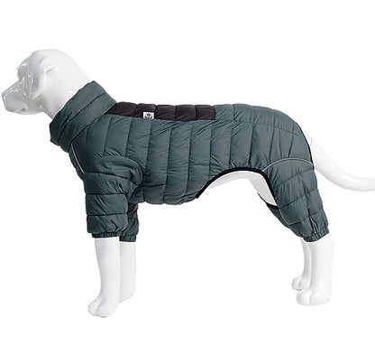 ArmyGreen Dog Jumper, Windproof, Reflective - Dirigible Winter Jacket for S, M, L - Zip, Adjustable Sizes - color: Armygreen, size: S (11inch Back)
