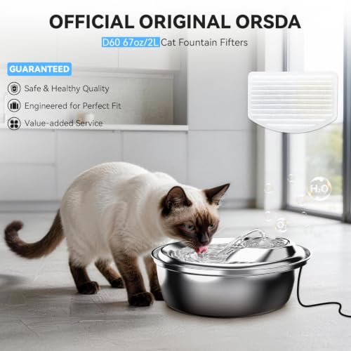 ORSDA 고양이 분수 필터, 탄소 및 수지 필터, 100온스/3L 자동 반려동물 분수 개 물 디스펜서, 3중 여과 시스템(12개)